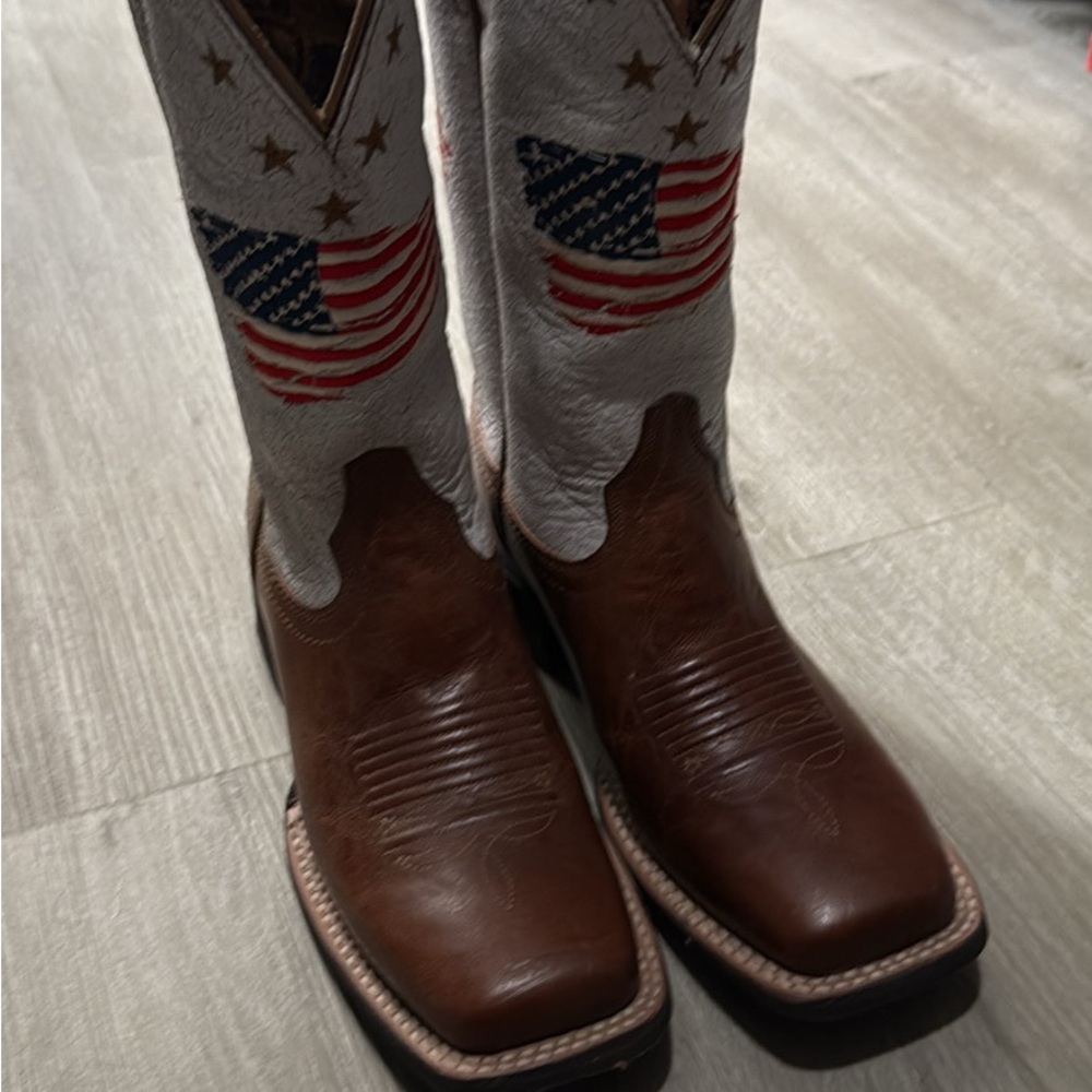 Aria Brown and White Cowboy Boots with Western Flair